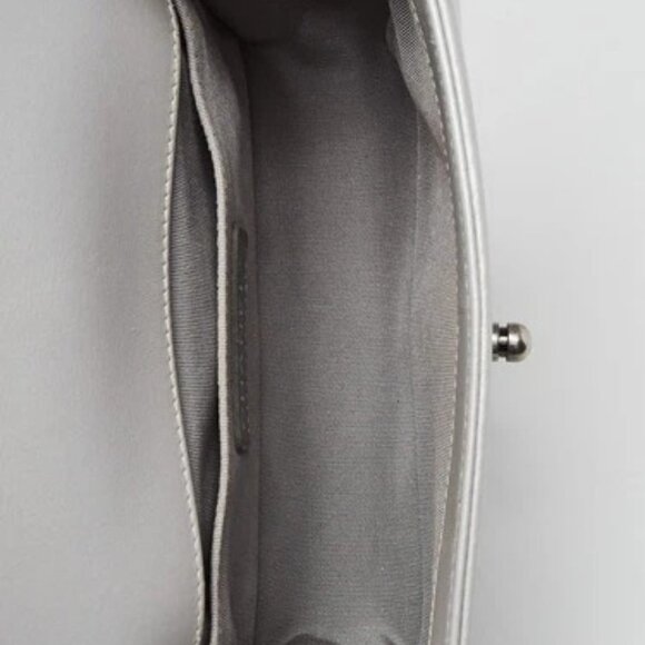 Chanel Silver Quilted Lambskin Leather Small Boy Bag - Picture 8 of 9